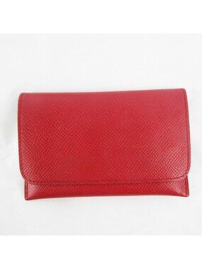 Hermes Card Case Business Holder Epsom Leather Lining Red